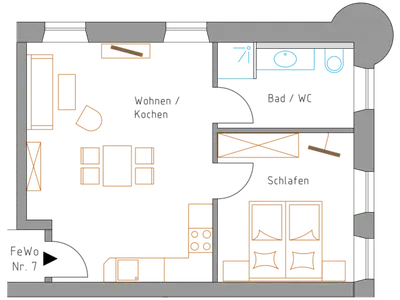 Ferienwohnung für 2 Personen (46 m²) in Bernau am Chiemsee 8/8