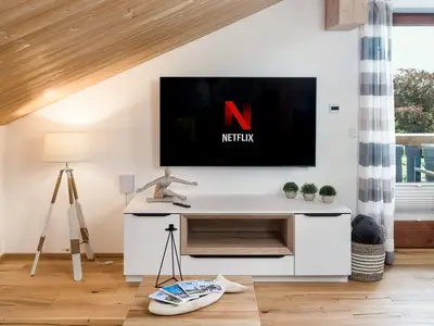 Der 55 Zoll Smart-TV bietet  einige Unterhaltungsmöglichkeiten.