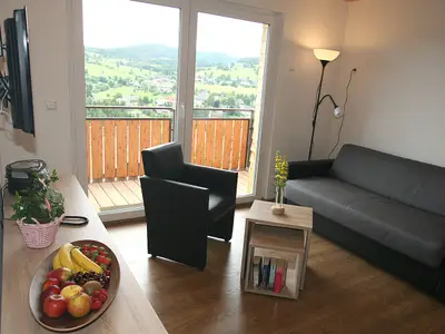 zweites Wohnzimmer mit Südbalkon und Panoramablick