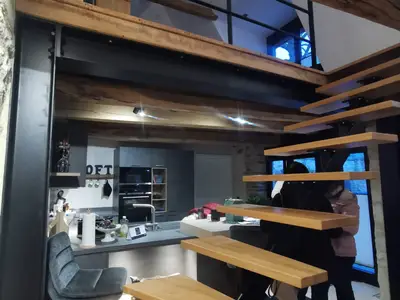 Treppe zu den Schlafzimmern im Ferienhaus Sandsteintraum in Billerbeck