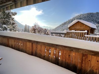 Aussicht Balkon im Winter