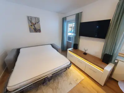 Ferienwohnung Silbergblick Schlafcouch mit Matratze 140x190