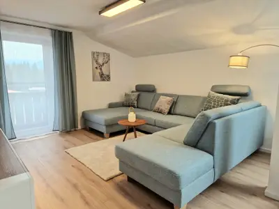 Couch mit Schlaffunktion Wohnzimmer Ferienwohnung Kehlsteinblick