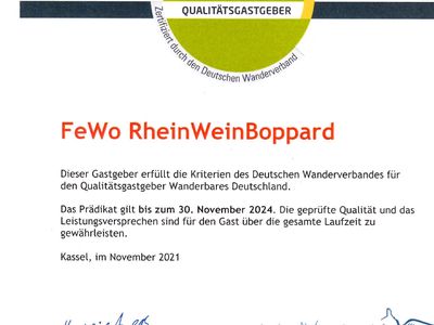 Zertifikat wanderbares Deutschland