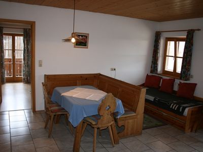 Eßecke in der Wohnküche in der Ferienwohnung "Heuberg"