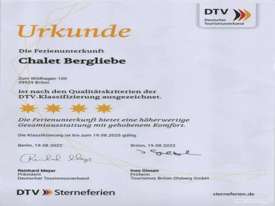 4 Sterne Klassifizierung DTV Urkunde