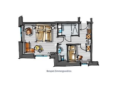 Familienzimmer Meerblick seitlich Grundriss