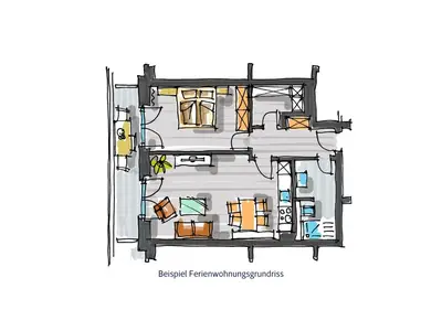 Grundriss 2-Raum-Ferienwohnung