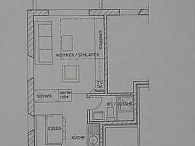 Grundriss der 1 1/2 Zimmerwohnung