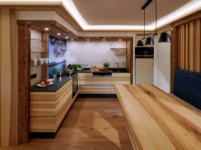 Essereich mit Blick in die Küche