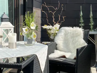 Gemütlicher Balkon im Ferienhaus Wittneven