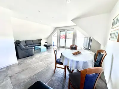 Wohnzimmer FeWo Rundblick Rhön mit Balkon