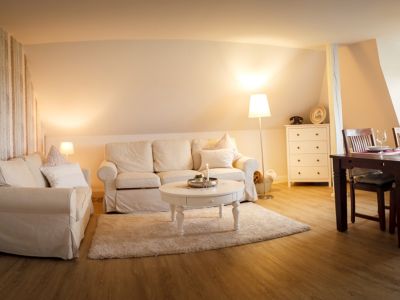 Wohnzimmer mit zwei gemütlichen Sofas
