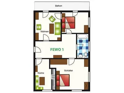 Ferienwohnung 1 Grundriss Landhaus Mayer