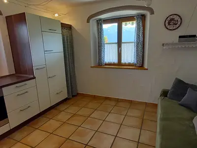 Ferienwohnung Schelzke Küche und Schlafcouch