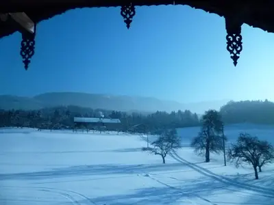 Ausblick auf die Berge vom Balkon aus