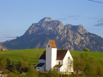 Aussicht vom Garten auf unsere Kirche