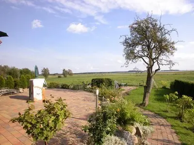 8 "Sonnenkamp" Erdgeschoß Blick Terrasse (80m²) - Meer