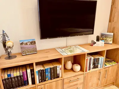 LED TV mit SKY Hotel Stream und Bücher