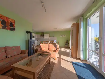 Ferienwohnung Storchenrast offener Wohnbereich mit Küche