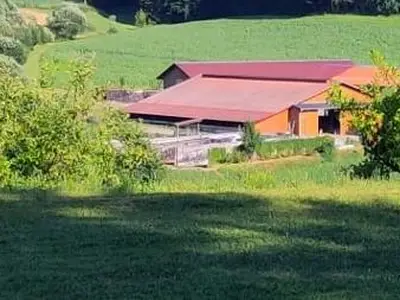 Blick vom Hof auf de