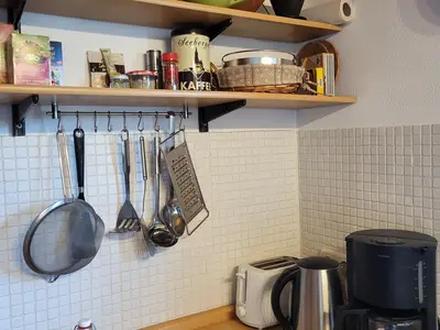 Eine gut ausgestatte Küche erwartet unsere Gäste