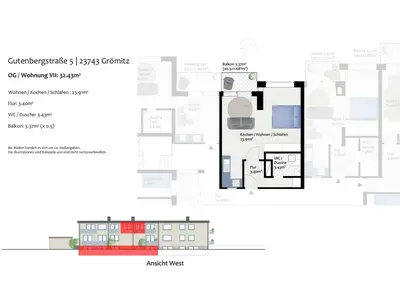 Ferienwohnung für 2 Personen (33 m²) in Grömitz 3/10