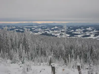 Blick vom Dreisessel-Berg mit Alpenphorizont