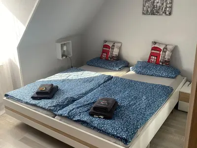 Schlafzimmer Ferienwohnung Kunterbunt Haltern am See