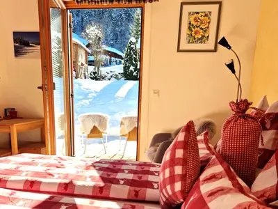 Ausblick vom Schlafzimmer im Winter