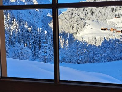 Winter Aussicht Fenster Dezember 2023