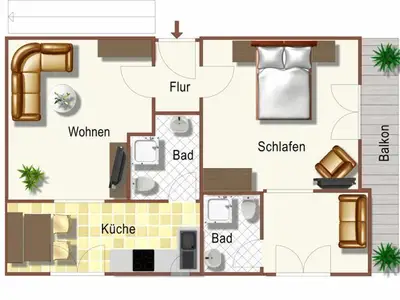 Grundriss der Ferienwohnung