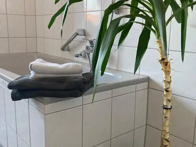 Badezimmer mit Dusche und Badewanne
