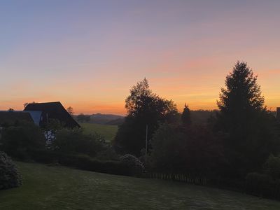 Abendhimmel Aussicht  Balkon Berghütte