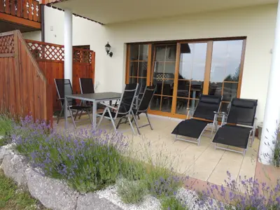 Terrasse Ferienwohnung Tannenzapfen