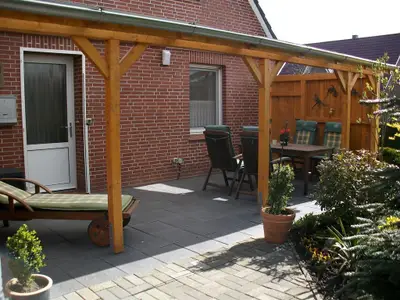 überdachte Terrasse vom Ferienhaus