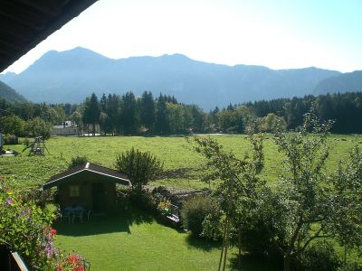 Aussicht vom Balkon in die Berge