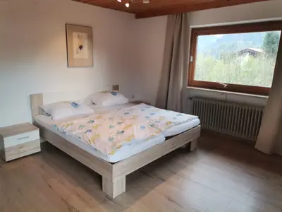 Schlafzimmer mit Bergblick