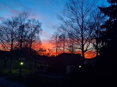 Balkonblick Sonnenuntergang