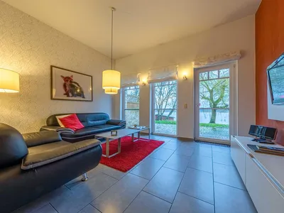 Ferienwohnung Haubentaucher Blick in das Wohnzimmer