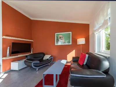 Ferienwohnung Zwergtaucher Blick in das Wohnzimmer