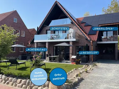 Außenansicht mit Bubble und Wohnungsbeschriftungen