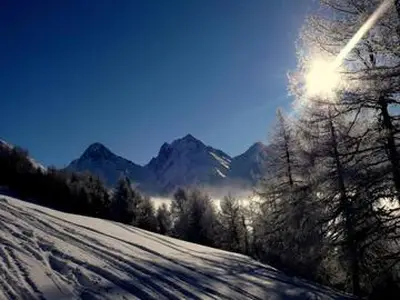 Erste Spuren in den Schnee ziehen....