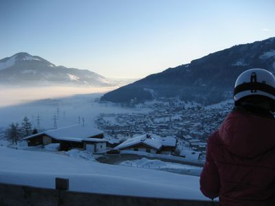 Frühmorgendlicher Blick auf die Maiskogelpiste