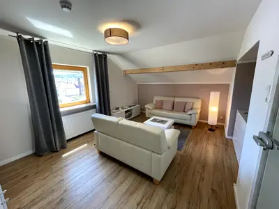 Wohnraum mit 2-und 3-Sitzer-Ledercouch