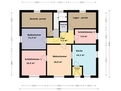 Grundriss - Raumplan Ferienwohnung Pinzenhof - Kemnath