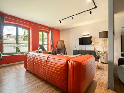 Ferienwohnung Schwalbenblick Klink moderner Wohnbereich