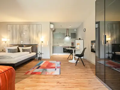 Ferienwohnung Schwalbenblick Klink Wohn- und Schlafbereich