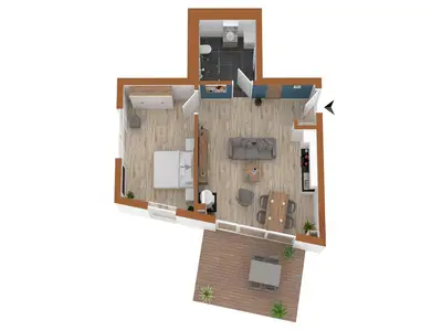 Apartment Yoga-Oase Krakow am See – Grundriss des Apartments
