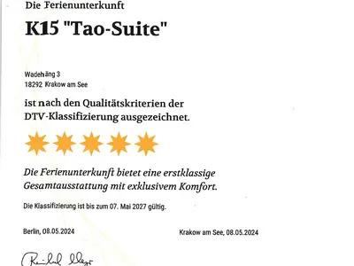 Apartment K15 Tao-Suite Krakow – DTV Urkunde